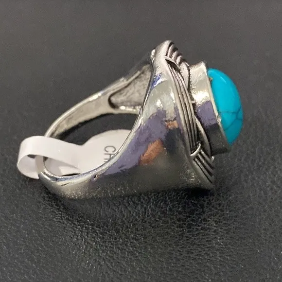 Silver and Turquoise Ring Size 10.25 - Image 3