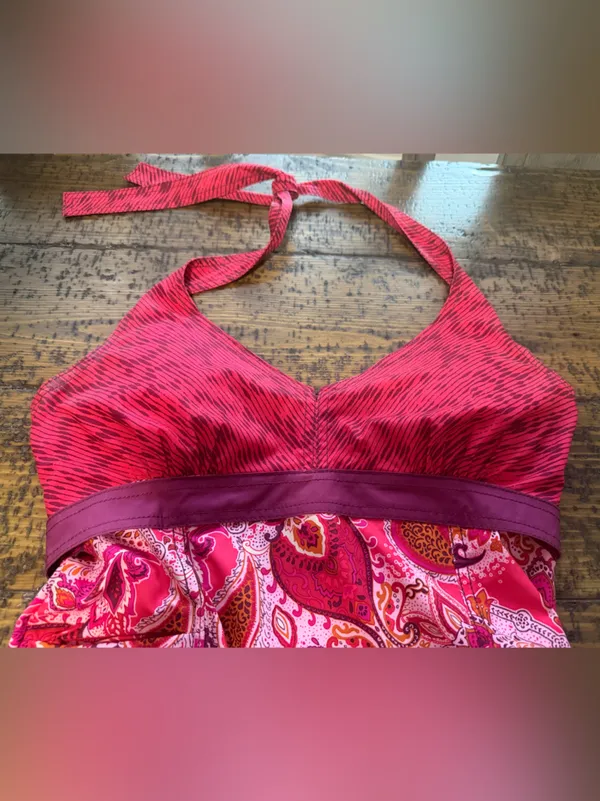 Athleta “Pack Everywhere” Pink Paisley Sun Valley Halter Dress Mini Size 8 - Image 6