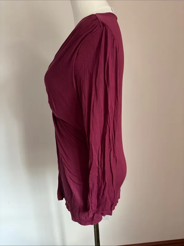 Motherhood Wine Lace-Trim Twist-Front Maternity Tunic - Image 3