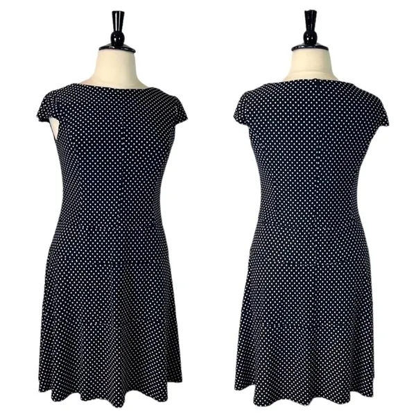 Nine & Co Aline Dress Cap Sleeves Black White Polka Dot Boatneck Women’s Size 14 - Image 12