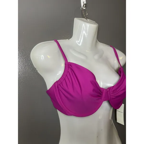 Abercrombie & Fitch Bikini Top Womens Large Pink Underwire Adjustable Straps - Image 2