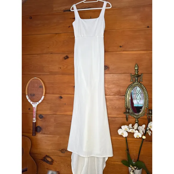 NWT Lulus Regal Classic White Sleeveless Twist-Back Maxi Dress Bridal Wedding S - Image 2
