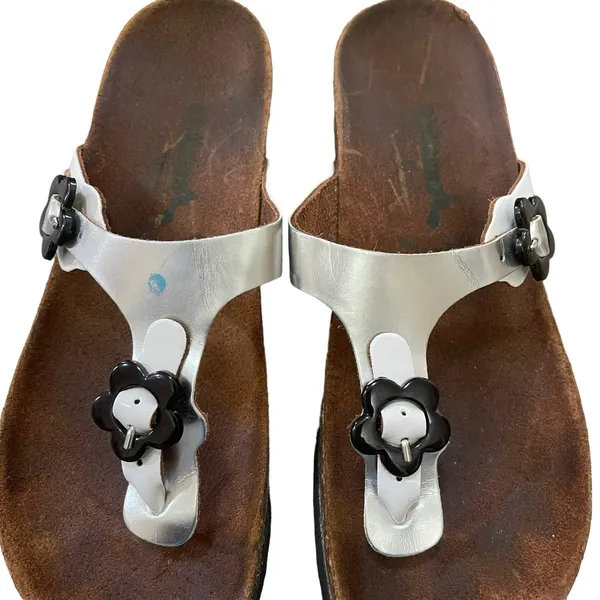 Birkenstock Gizeh Thong Sandals Silver Women Size 6 - Image 2
