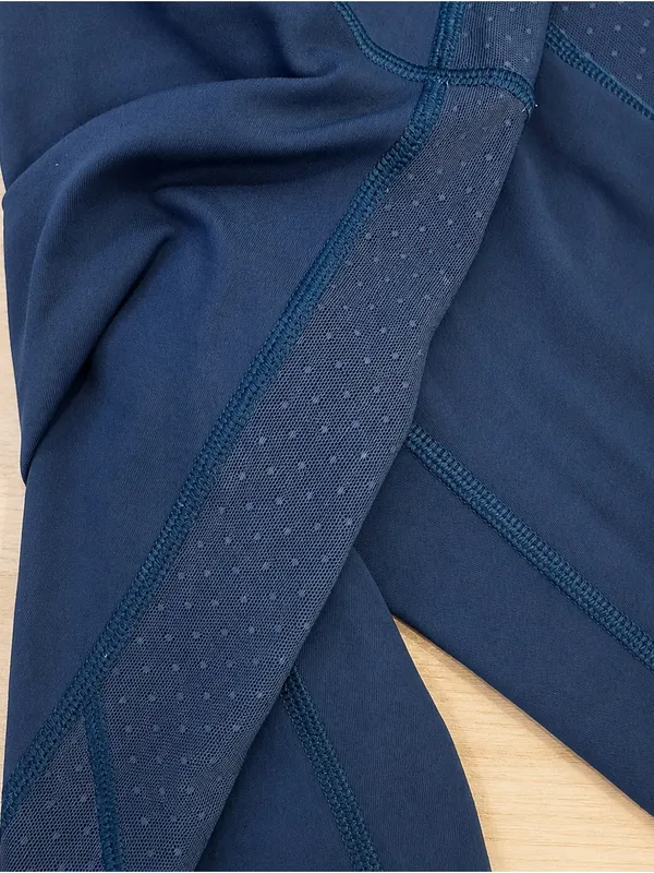 Lululemon Blue High Rise Cropped Leggings Stretchy Supportive Flatlock Yoga Gym - Image 4