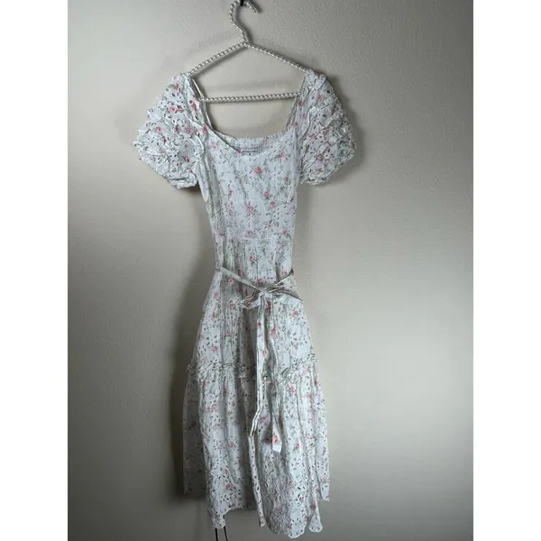 LoveShackFancy Clementine Eyelet Dress Size 2 Coquette Floral Girly Midi Length - Image 2