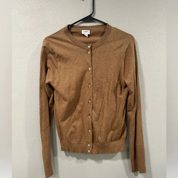 JCREW Cotton Brown Sweater with Rhinestone buttons - Image 2
