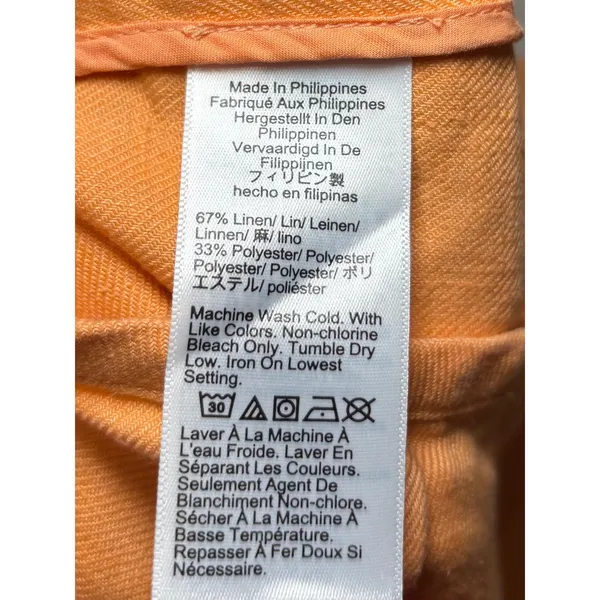 J. Crew Tangerine Orange Front Slit‎ Linen Blend Skirt 14 Lightweight Y2K Peach - Image 7