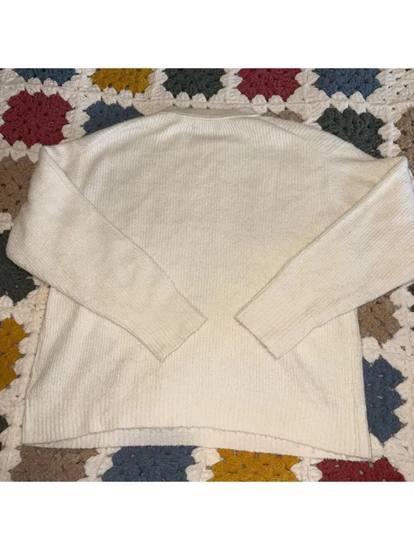 American Eagle Cream Knit Womans Medium Crew Neck Sweater Cozy Casual AE Apparel - Image 3