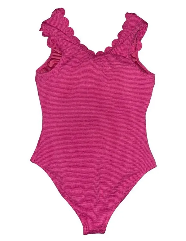 CUPSHE NWT Women's One Piece Scalloped Swimsuit Hot Pink Size Medium - Image 4