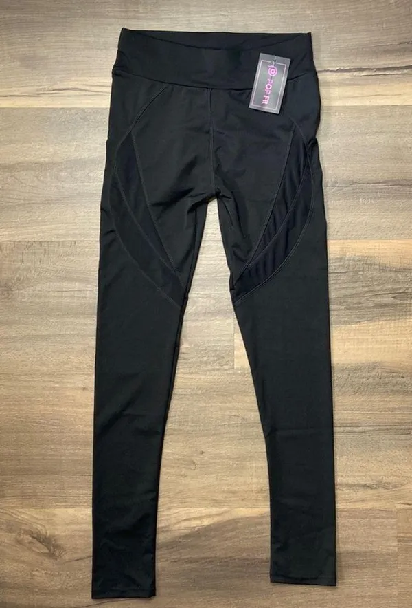 POP Fit Women’s Black High Waisted Mesh Leggings Size Medium NWT - Image 19