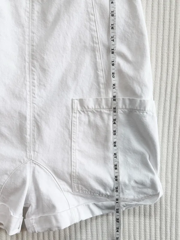 Free People High Roller Shortalls in Optic White Cotton - Image 9