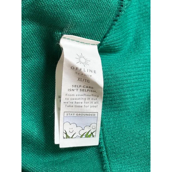 Offline by Aerie Green Sidewalk Seamless Short Sleeve Cropped T-Shirt Top sz XL - Image 7