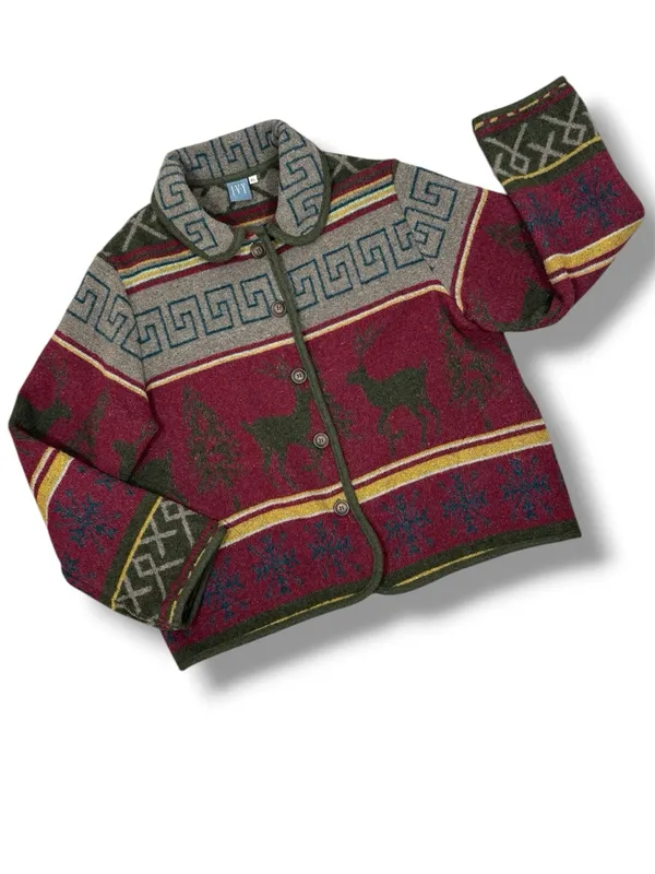 Vintage Ivy Wool Blend Blanket Jacket XL Lodge Print‎ Red Multi Western Gorpcore - Image 12