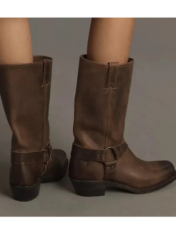 FRYE Harness 12R Boots in Smoke Brown - Image 2