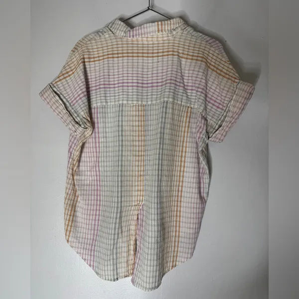 Madewell‎ Lakeline Popover Shirt Rainbow Ombre Plaid Womens Small - Image 2
