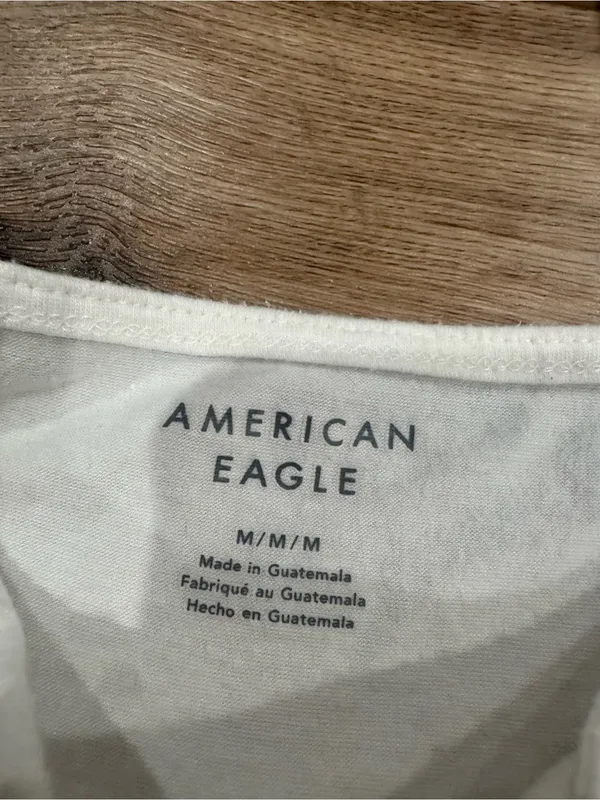 AMERICAN EAGLE Preppy Basic White Boho Flowy Ruched Tank Top | Size Medium - Image 2