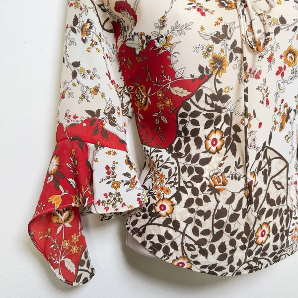 VTG 90s Women Fairy Grunge Boho Top Large Patchwork Western Bell‎ Flare Sleeve - Image 11