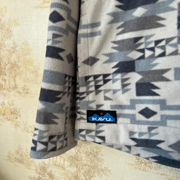 KAVU Bella Coola Fleece Pullover Hoodie Gray Southwestern Gorpcore Granola Girl - Image 8