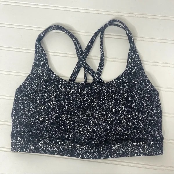 Lululemon Energy Bra Black White Speckled Strappy Back Medium Support Yoga Bra - Image 3