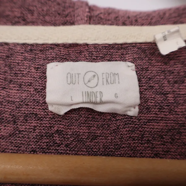 Out From Under Hoodie Women L Henley Mauve Space-Dye Cropped Pullover Excellent - Image 2