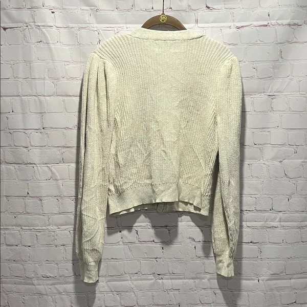 Aerie Cream Button-Up Knit Cardigan Sweater‎ Woman's Size Large - Image 3