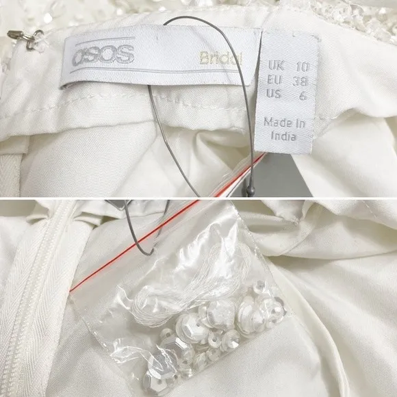 NWT ASOS Ivory Sequined Beaded Josie Backless Cami Maxi Wedding Dress Size 6 NEW - Image 12