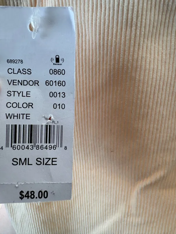 John Galt White Corduroy Straight Leg Jeans with‎ 5 Pockets Size Small Cream NWT - Image 6