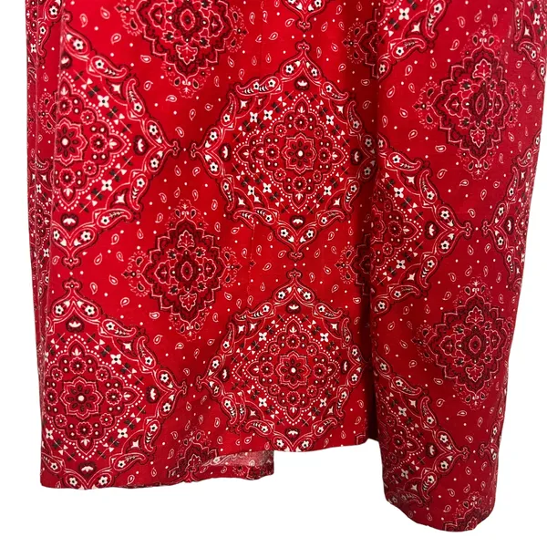 Women's Handkerchief Print Smocked Red Maxi Dress Size S/M - Image 7