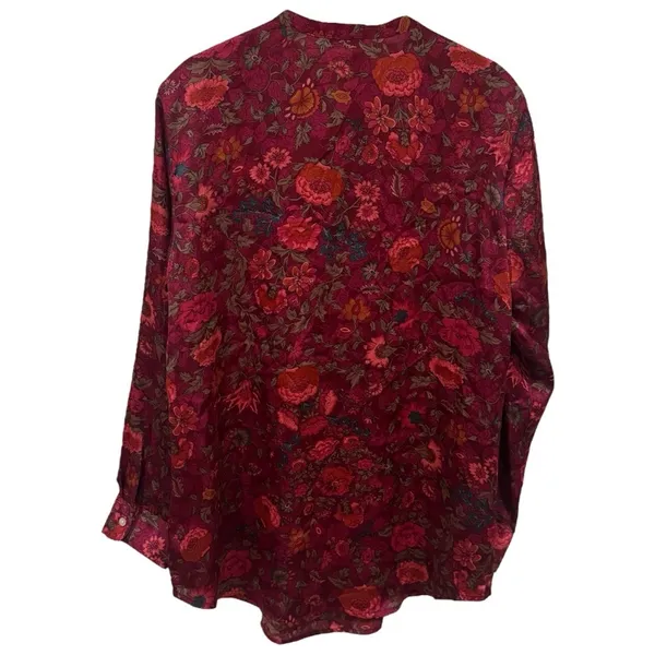 Lauren Ralph Lauren Multicolor Floral Satin Like Long Sleeve Blouse Size‎ M - Image 5