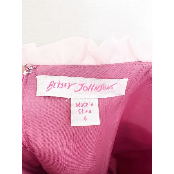 Vintage Betsey Johnson Y2K Pink Ombré Tulle Floral Strapless Mini Dress Size 4 - Image 6