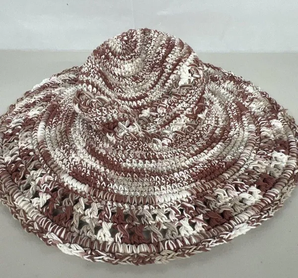 NEW One Size Free People Lusana Boca Wide Brim Woven Cotton Shade Hat in Mocha - Image 2