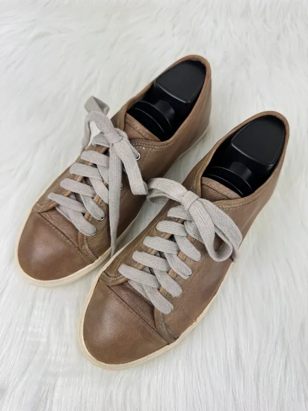 Frye Mindy Low Lace Up Leather Sneakers Size 8 Taupe 3472365-GRY - Image 2