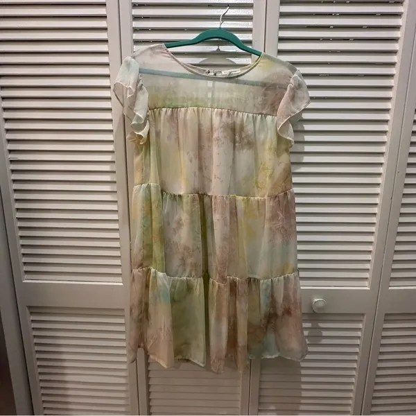 Blu Pepper Fall flowy baby doll mini tiered party short casual‎ dress size medium - Image 5