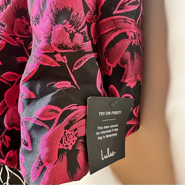 Lulus Posh Invite Black Floral Jacquard Square Neck Corset Mini Dress NWT Medium - Image 13