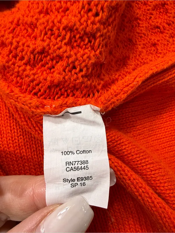 J. Crew 100% Cotton Orange Cable Knit Crewneck Sweater - Image 7