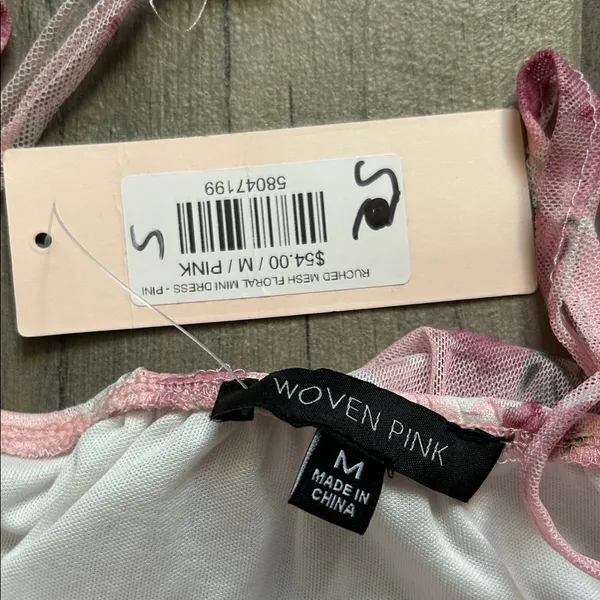 Floral Pink Mini Dress Size M - Image 2