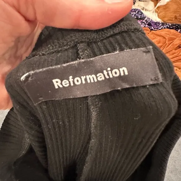 Reformation Mirabel Ribbed Hi Rise‎ Stretch Straight Leg Lounge Black Pants XS - Image 5
