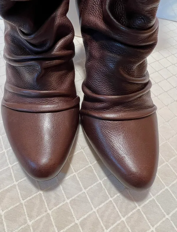 Steve Madden Aplegate Brown Leather Slouchy Ankle Heeled Boots Size 8 - Image 2