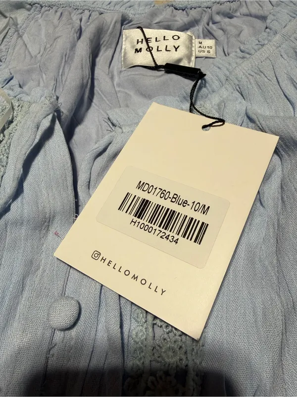 Hello Molly Light Blue Maxi Sun boho Dress medium/6 - Image 10