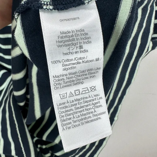 Madewell Mini Tee Dress Dark Navy Crewneck Striped Cotton Relaxed Large NWT - Image 10