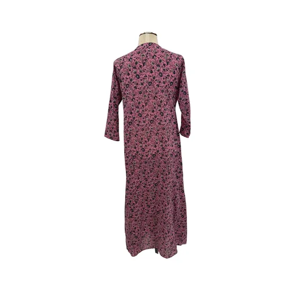 Roller Rabbit Pink Floral Cotton Maxi Dress Button‎ Front 3/4 Sleeve Size XS - Image 7