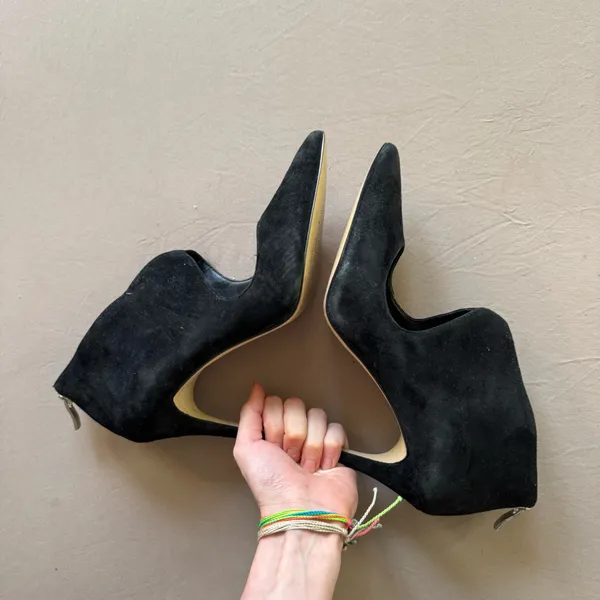 BCBGeneration "Pailie-X" Suede Pointed Toe Cutout Heels - Image 2