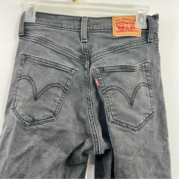 Levi’s Ribcage Straight Ankle Jeans 26 Gray Black Super High Rise Button Fly - Image 4