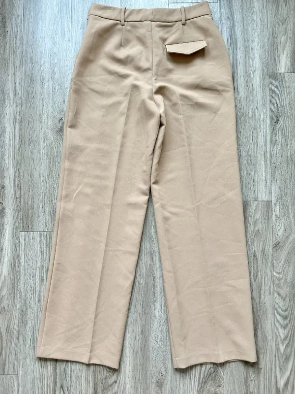 Zara High Waist Wide Leg Work Trouser Pants in Camel Brown Tan Office Size S NWT - Image 9