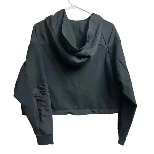 Gymshark Venture Hoodie Cropped Pullover2 Raglan Boxy Activewear Black Medium - Image 11