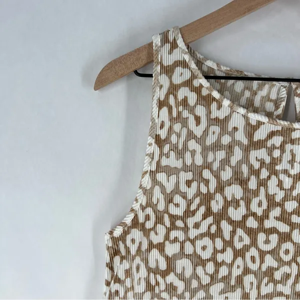 Ann Taylor Factory Leopard Print‎ Micro Pleated Stretchy Sleeveless Top Size S - Image 3