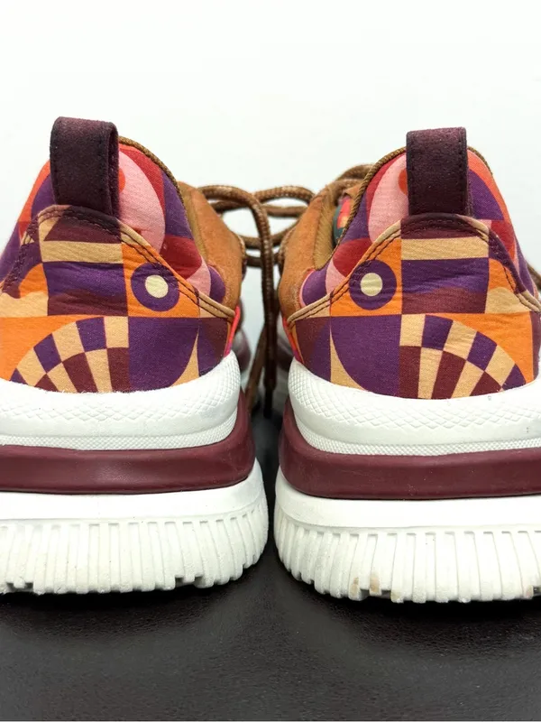 Farm Rio Graphics Scarves Platform Geometric Lace Up Sneakers 6.5 Brown Purple - Image 8
