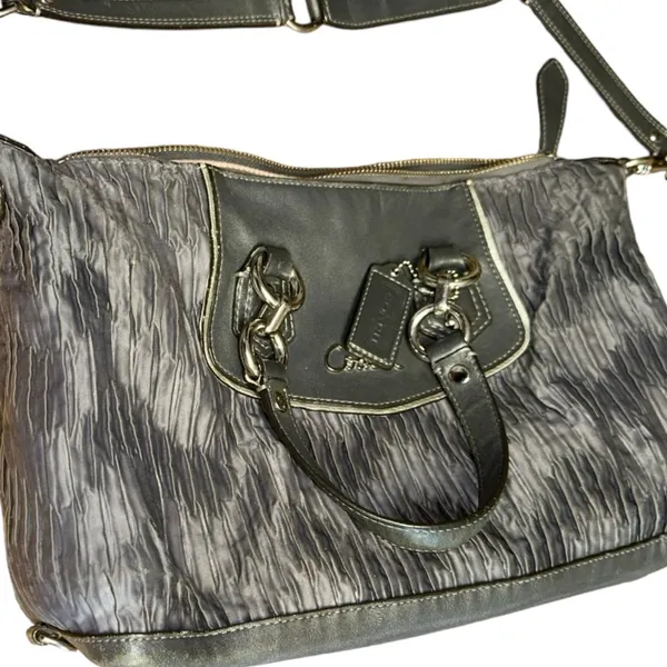 COACH • Ashley Gathered Sateen/Leather Grey Satchel Bag Purse • F20084 - Image 13