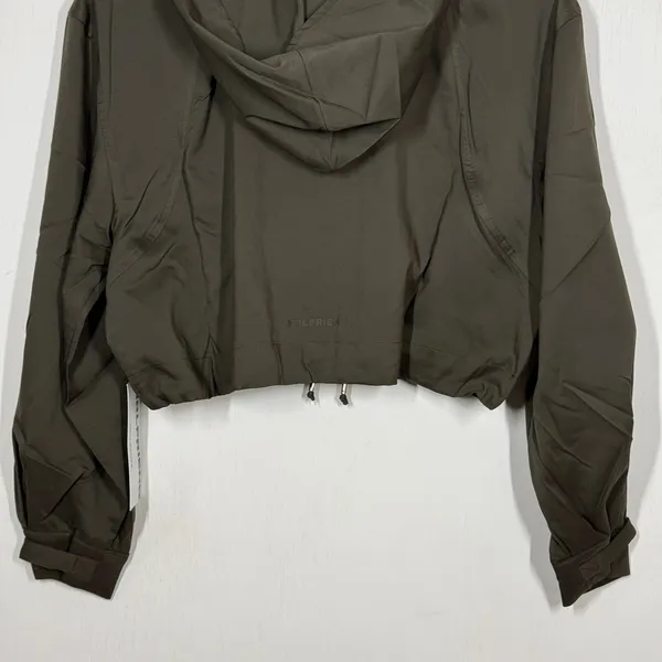 Girlfriend Collective Windbreaker Jacket Women XS Green Full Zip Hoodie Crop NWT - Image 6