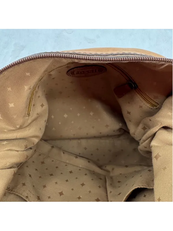 Vintage Y2K Fossil Bag Camel Brown Genuine Leather Butter Soft Shoulder Hobo - Image 8